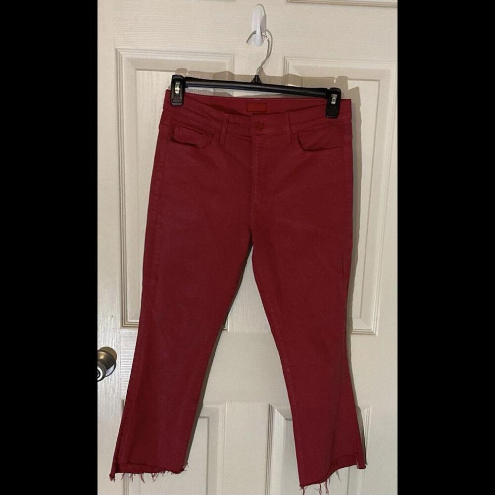 Mother The Insider Crop Step Fray Jeans Womens 30 Second Chance Red - A54
